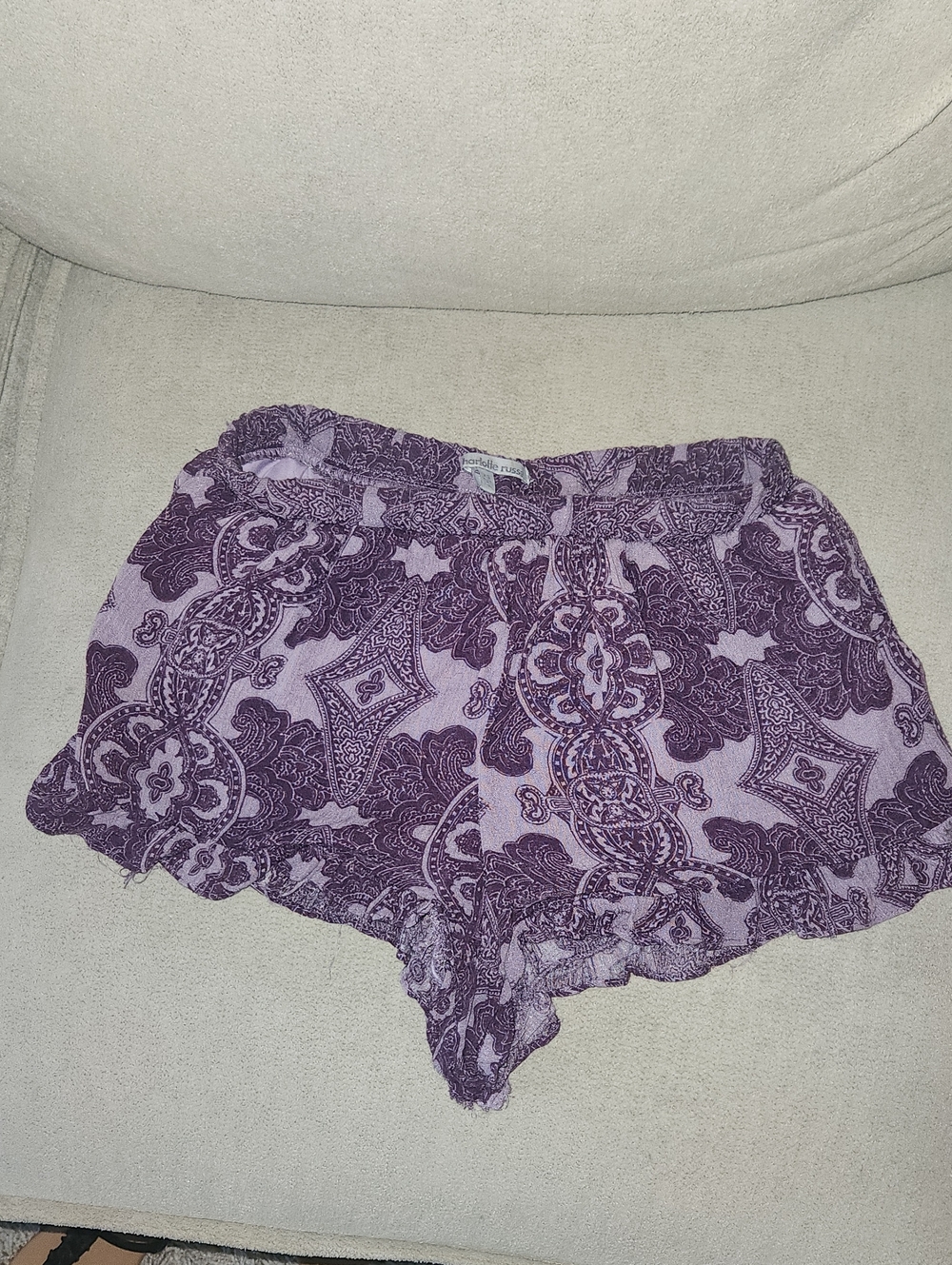 Women's Purple Paisley Shorts With Pockets
